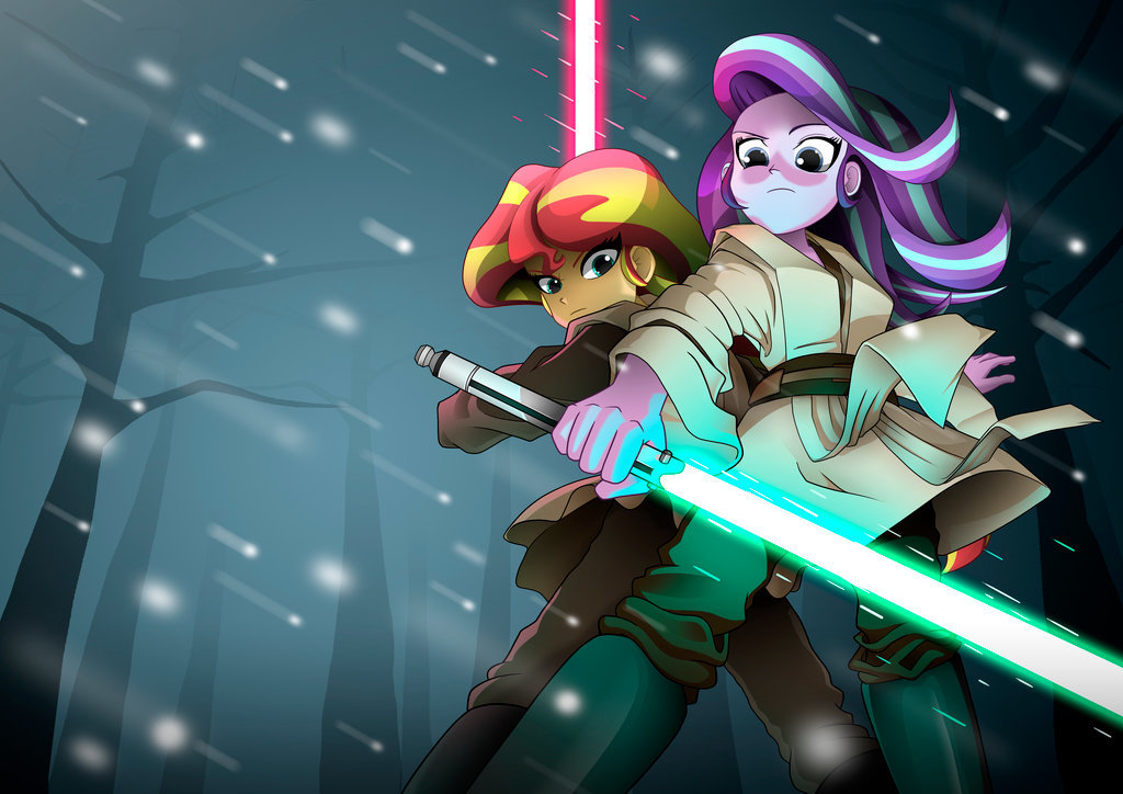 Two padawans of the twilight - My Little Pony, Equestria Girls, Sunset Shimmer, Starlight Glimmer, Кроссовер, Star Wars, Shadeirving, DeviantArt