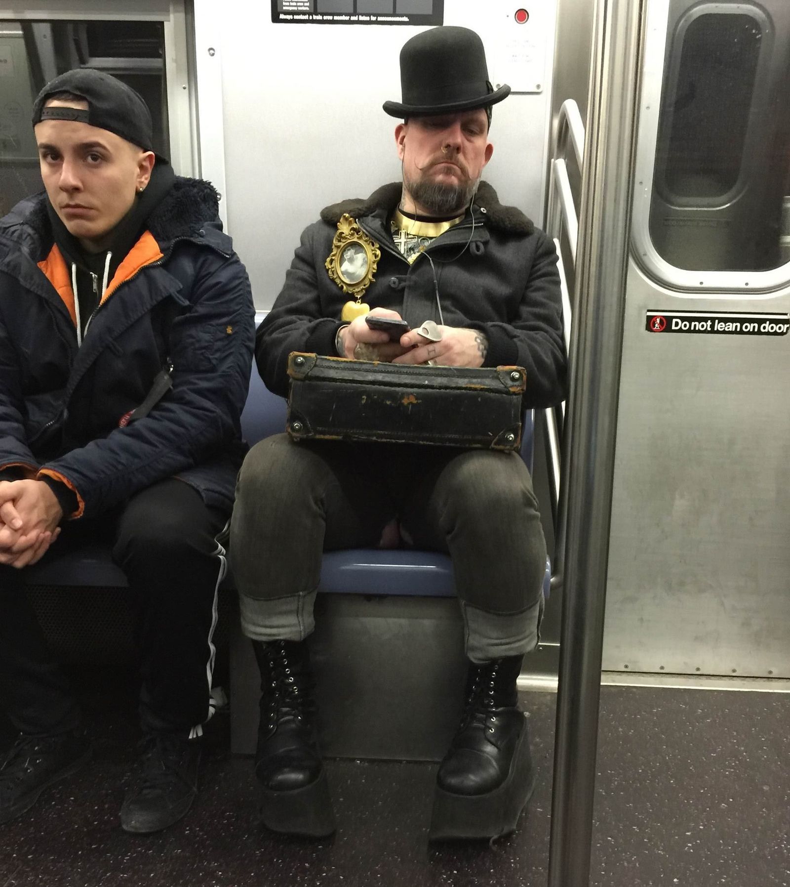 Fellow traveler opposite - My, My, New York, USA, Metro