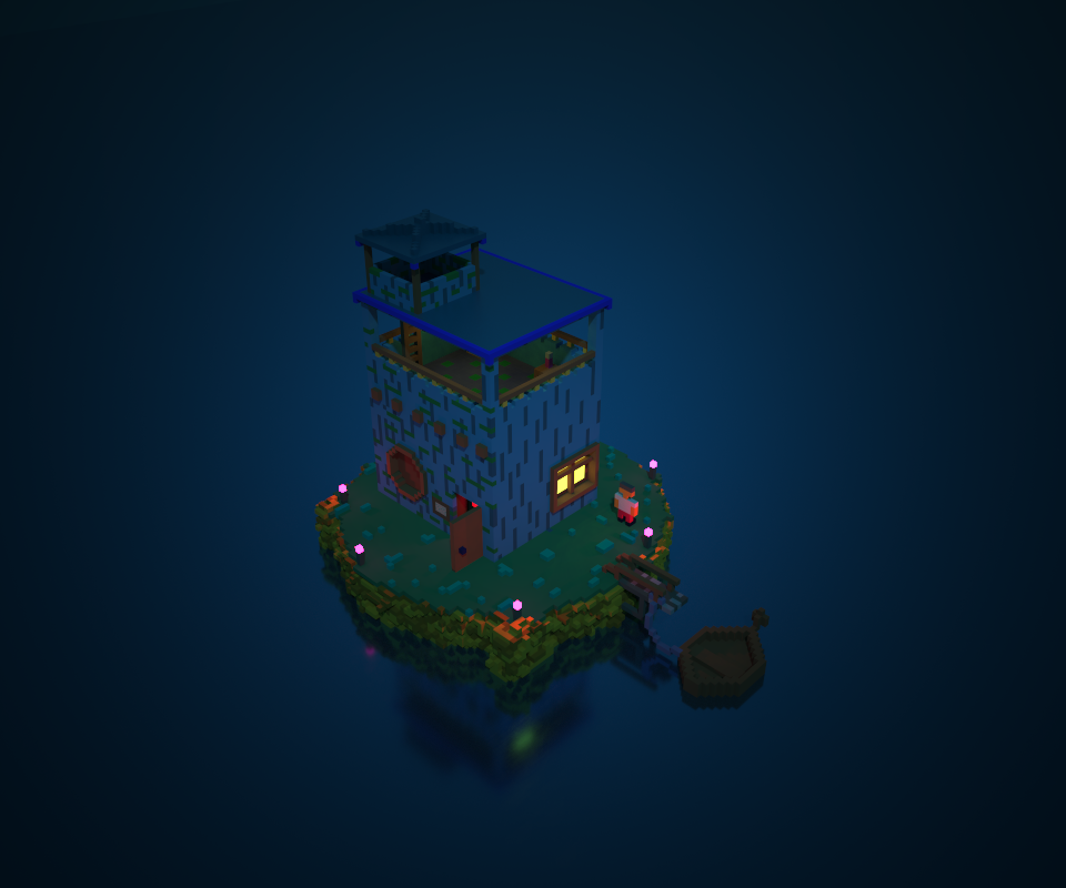 Evening calm. - My, Voxels, Magicavoxel, Voxelart, Island