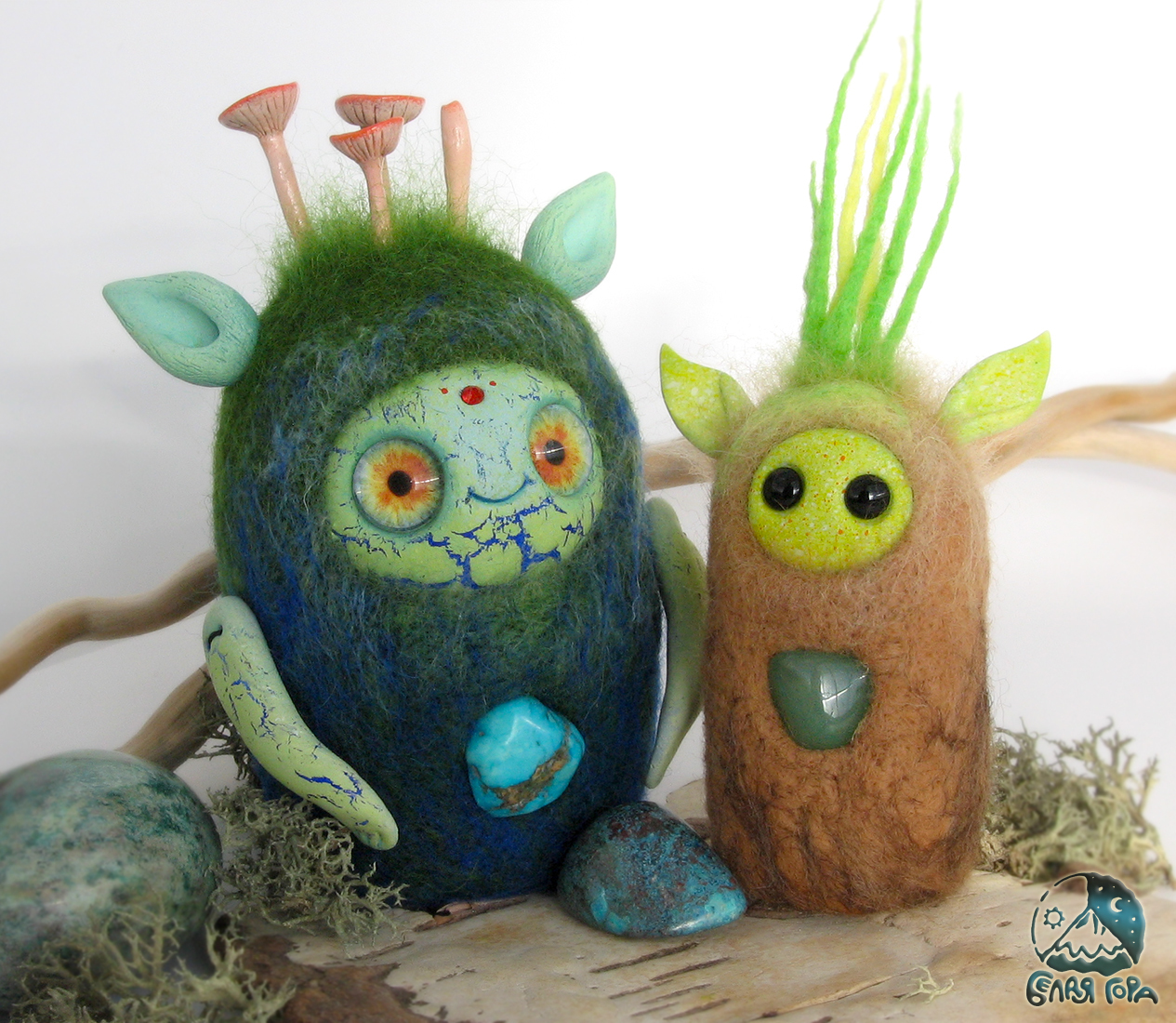 Guardians of the Forest - My, Needlework without process, Dry felting, Polymer clay, Minerals, Longpost