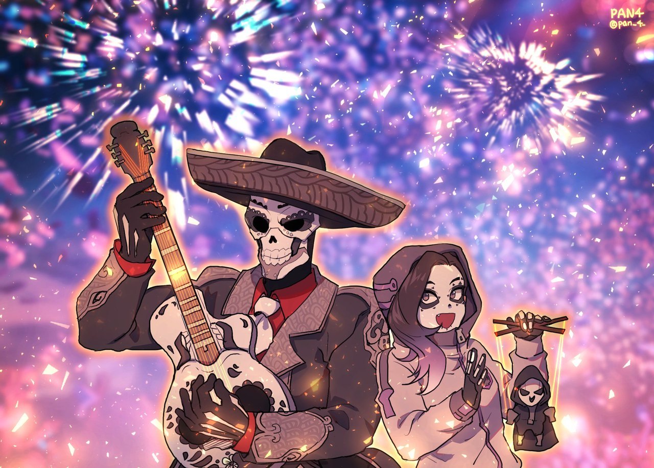 Day of the dead in overwatch - Sombra, Reaper, Overwatch, The day of the Dead, Art