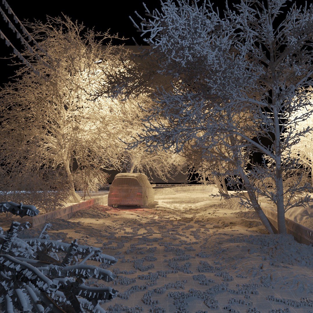 minus forty seven - My, 3DS max, Winter, freezing, Snow, Frost, Tree, Krasnoyarsk, Computer graphics, Longpost