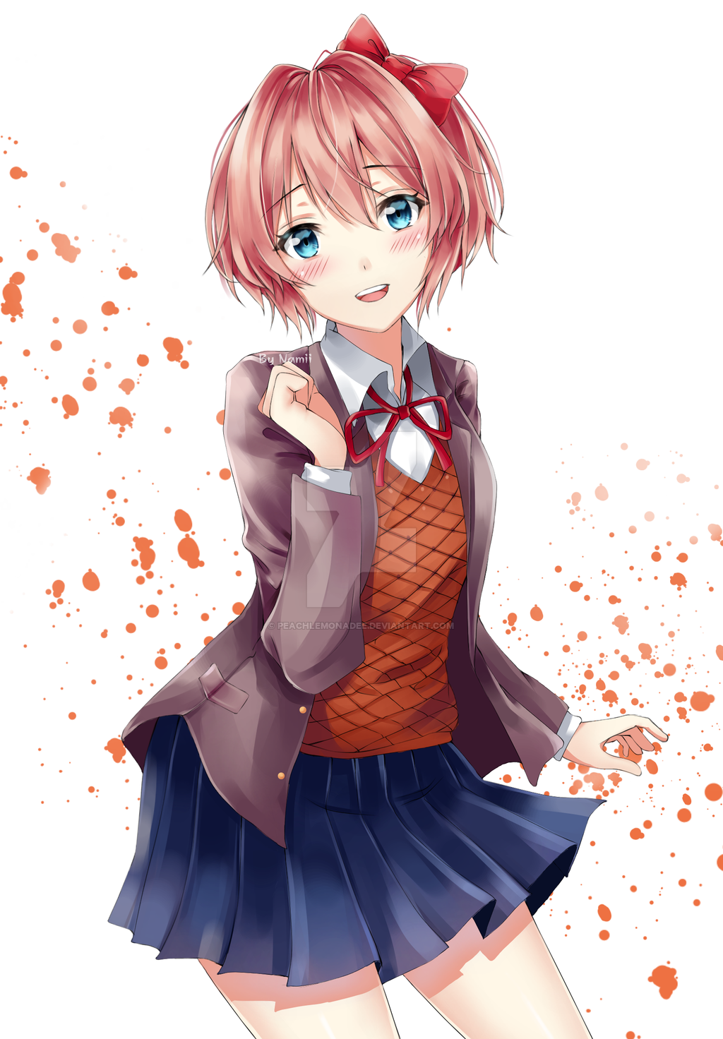 Sayori - DDLC, Doki Doki Literature Club, Sayori, Anime Art, Аниме, Визуальная новелла, Не аниме, Арт