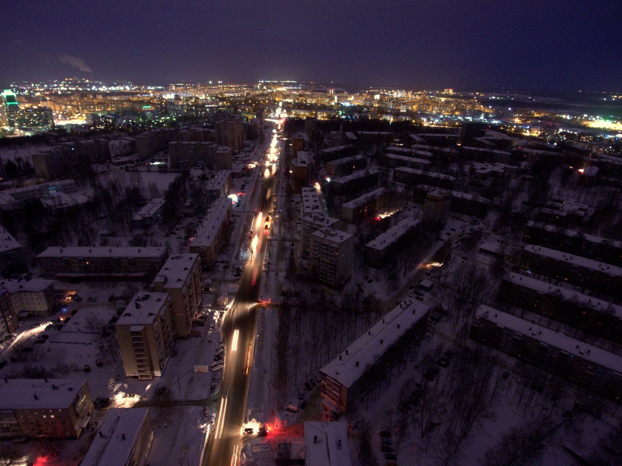 Момент отключения части города от электричества - Киров, Электричество, Аэросъемка, Ночь, Темнота