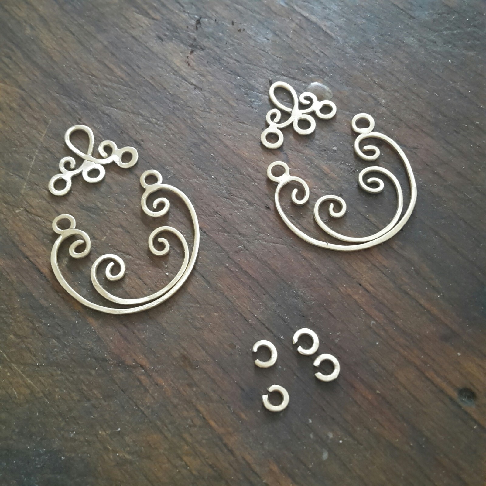 Brass earrings with pearls, part 2. - My, Needlework with process, Wire jewelry, Earrings, Longpost