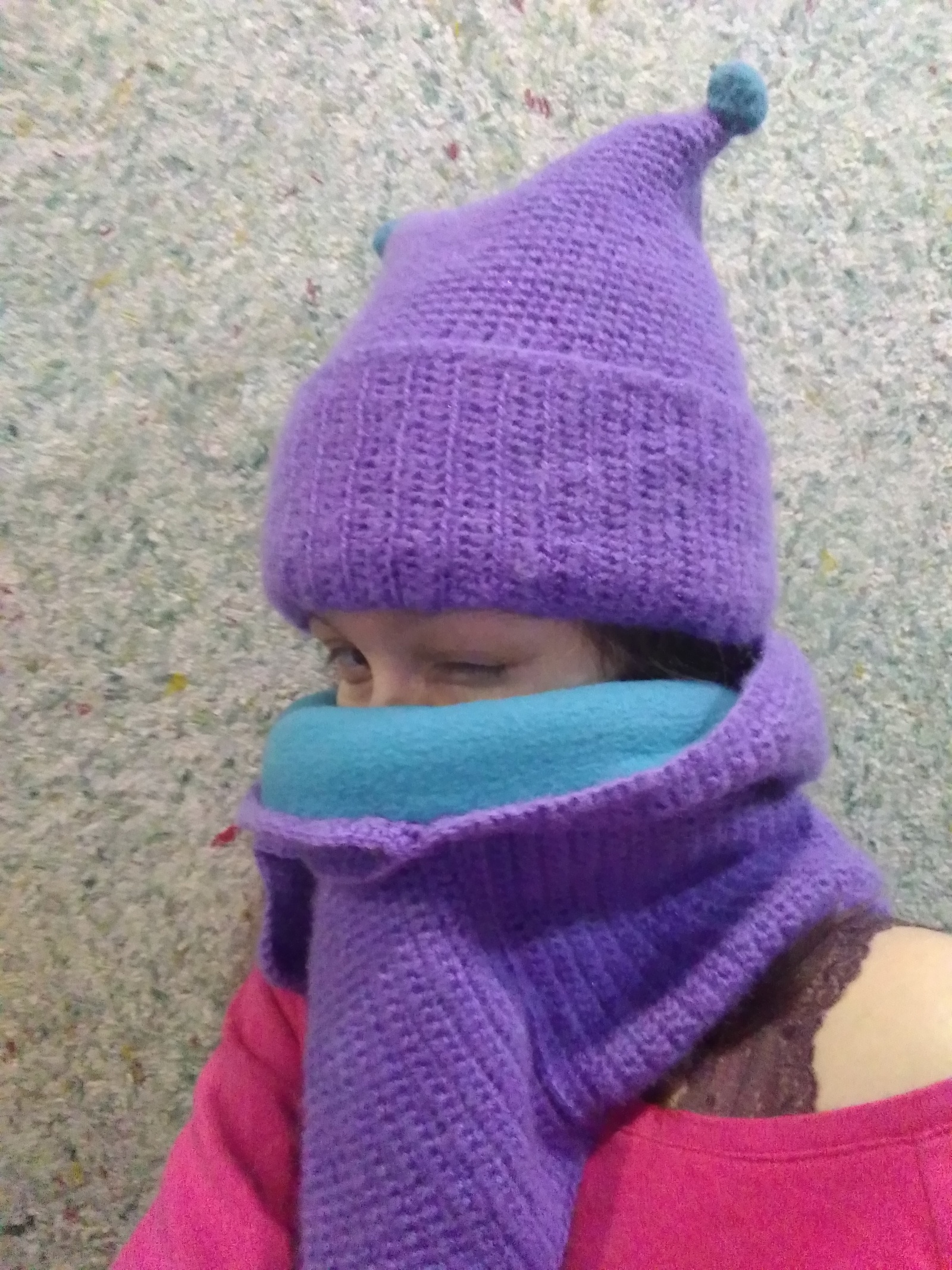 It also froze in Kazan - My, Crochet, Cap, Fleece, Needlework without process, Longpost