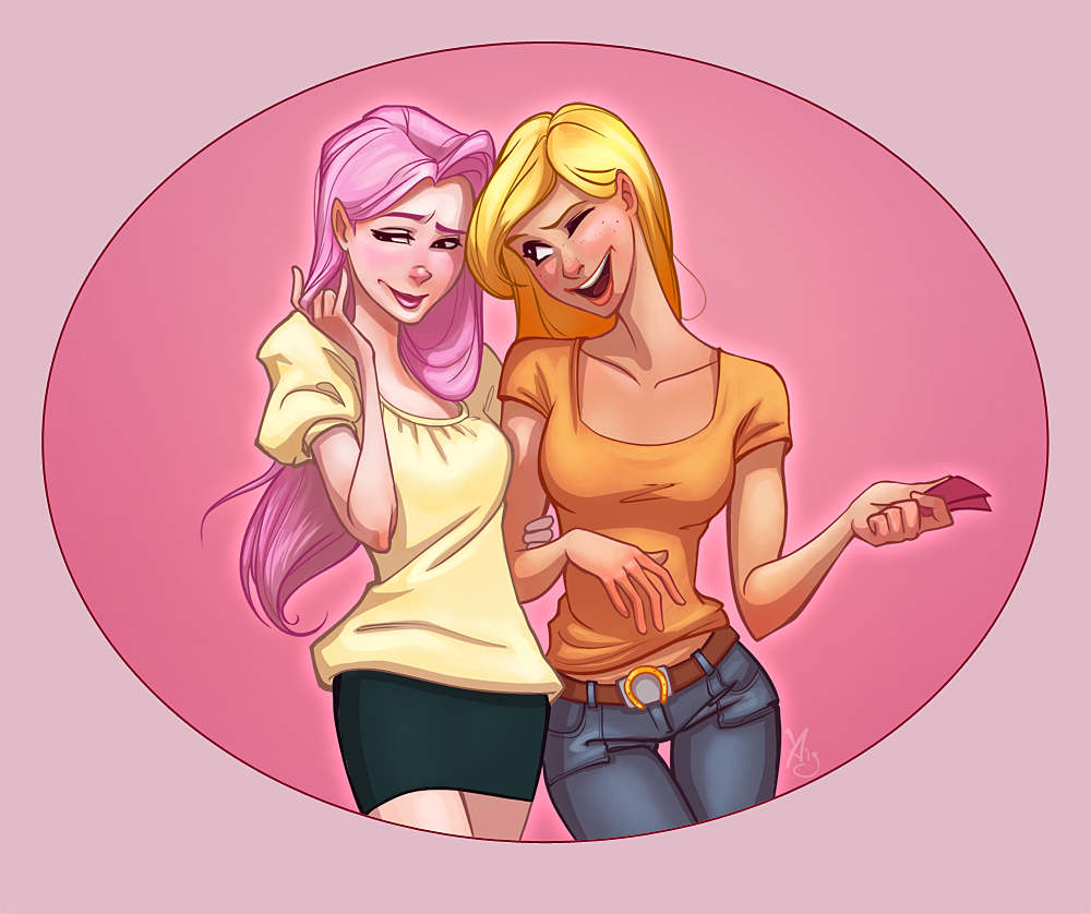 Апульшай - My Little Pony, Applejack, Fluttershy, MLP Lesbian, Шиппинг, Хуманизация