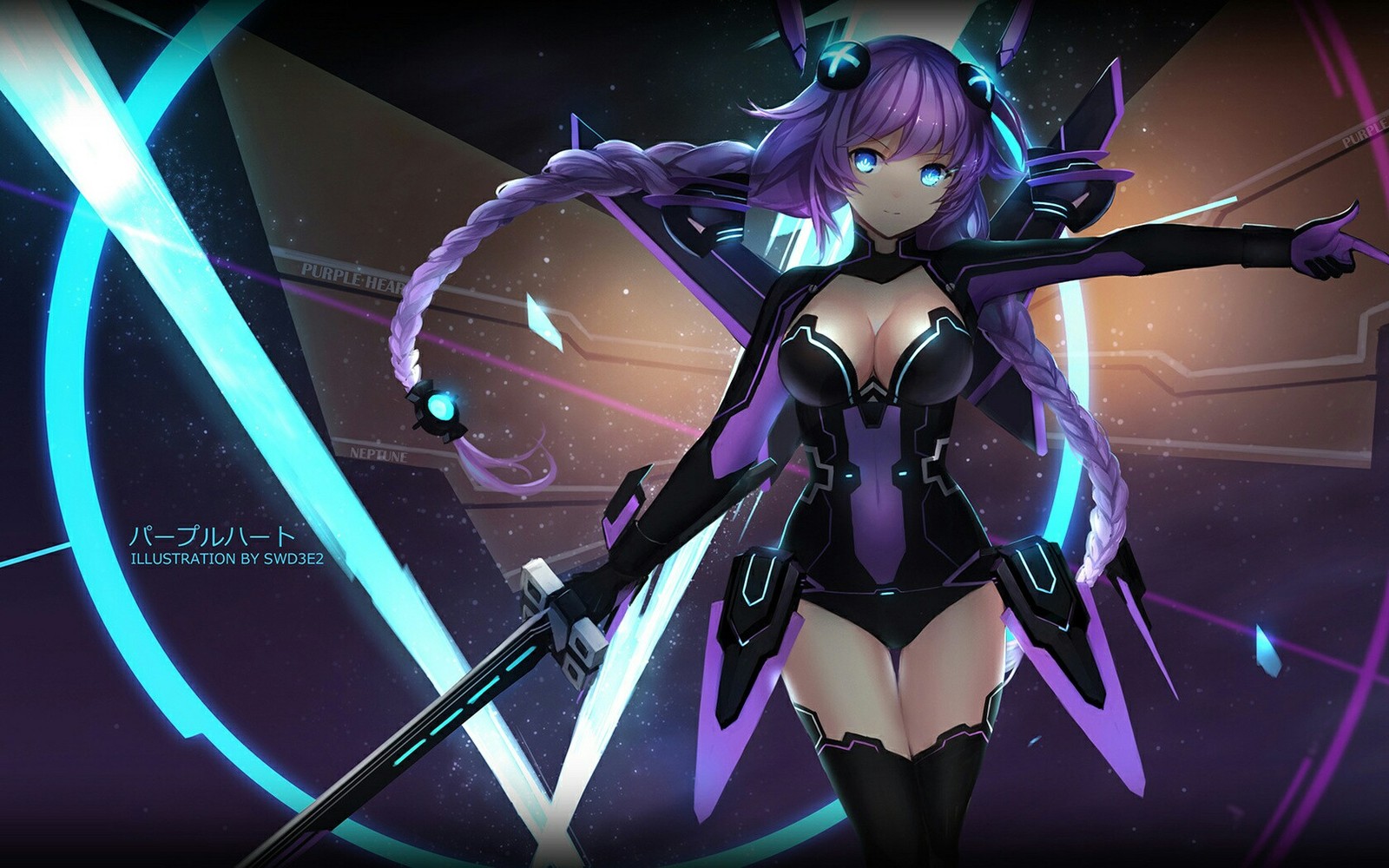 Anime Art - Anime art, Art, Wallpaper, Desktop wallpaper, Hyperdimension neptunia, Purple Heart, Swd3e2