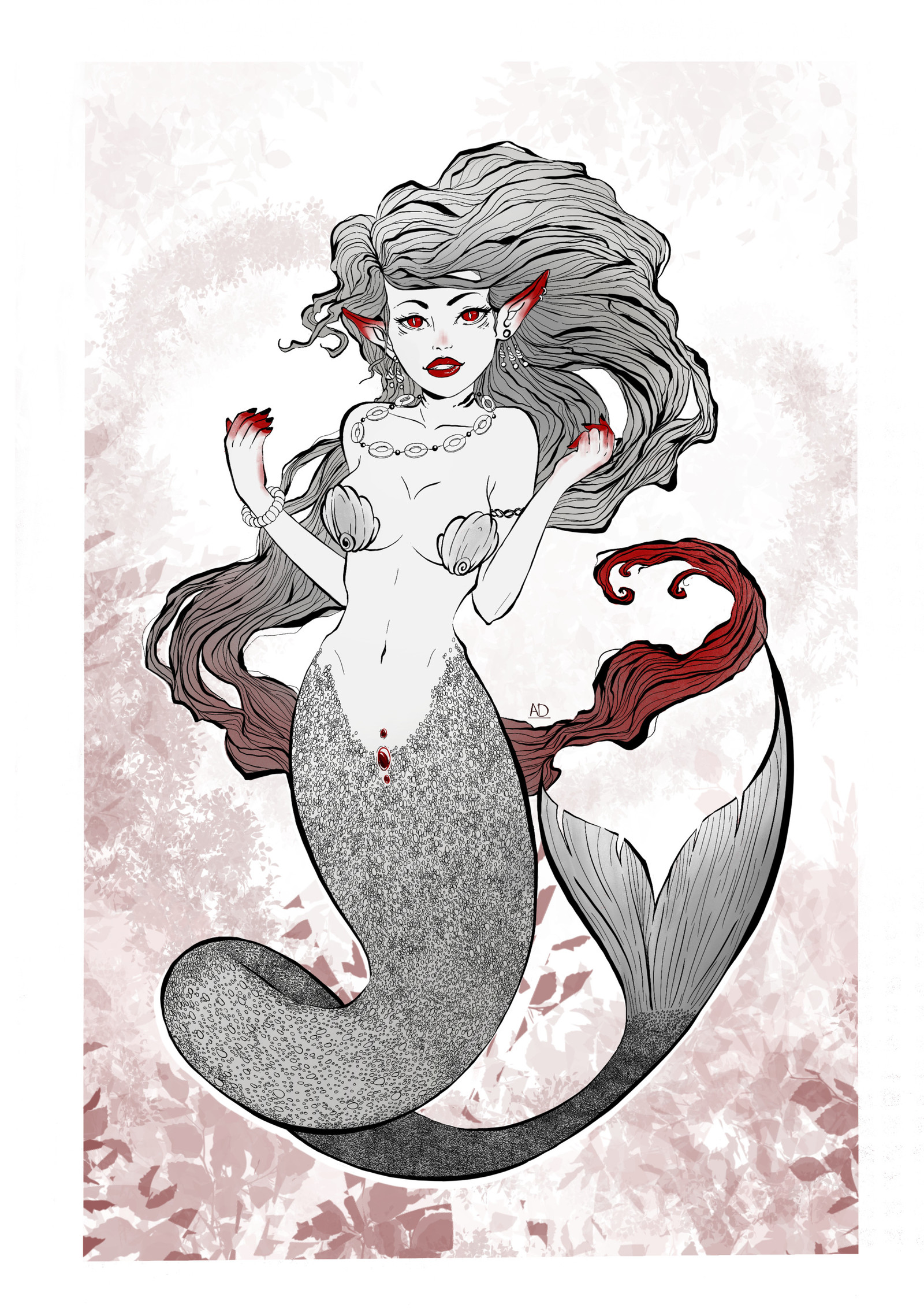 Mermaid. Idea for a tattoo - My, Mermaid, Tattoo, Illustrations, Girls, Drawing