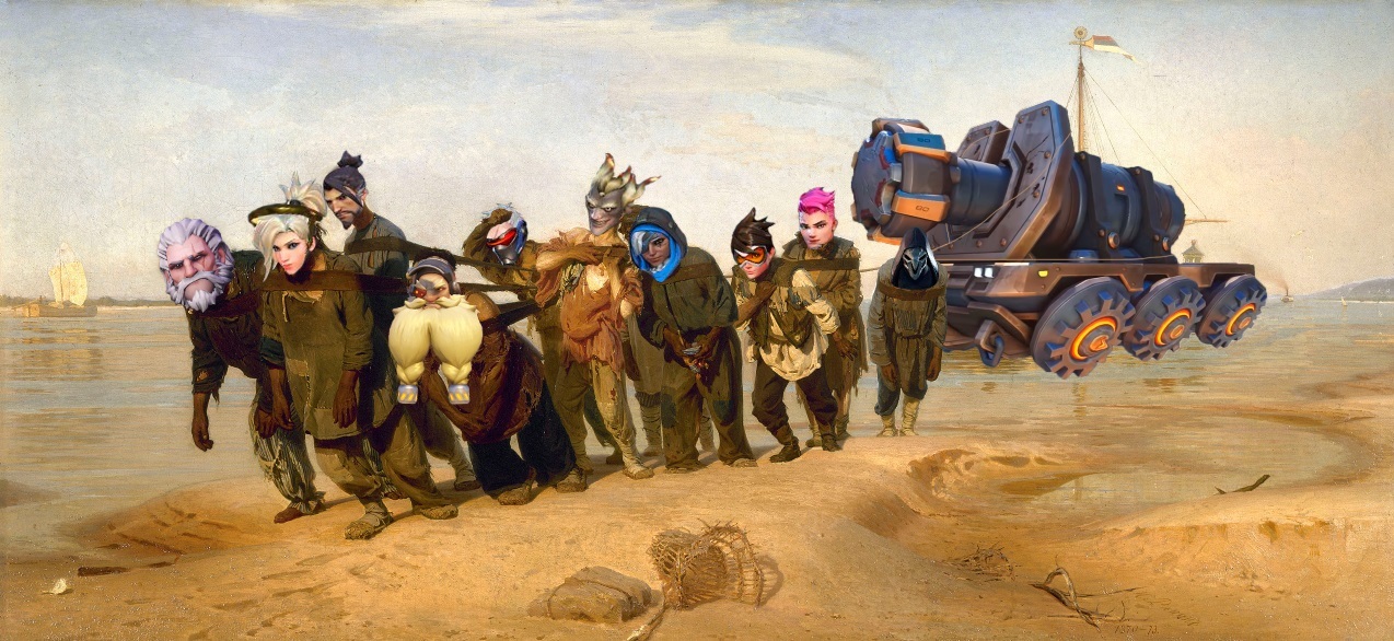 Overwatch on the Volga - My, Overwatch, , Ilya Repin, Barge Haulers on the Volga