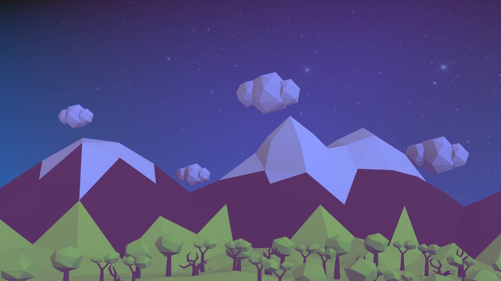 Low Poly Mountains - My, Blender, Low poly, 3D modeling