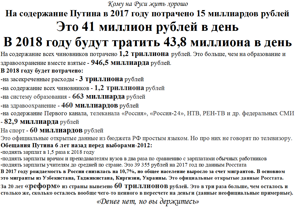 Кому на Руси жить хорошо - Моё, Бюджет, Владимир Путин, Политика