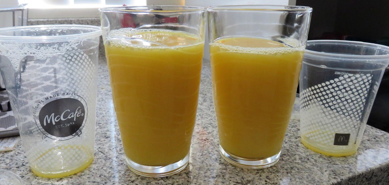 Difference between small and medium orange juice at McDonalds - McDonald's, Juice, A big difference