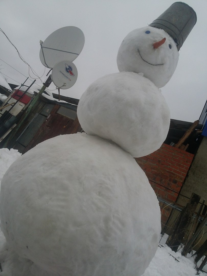 Finally sticky snow - My, snowman, Snow, The photo