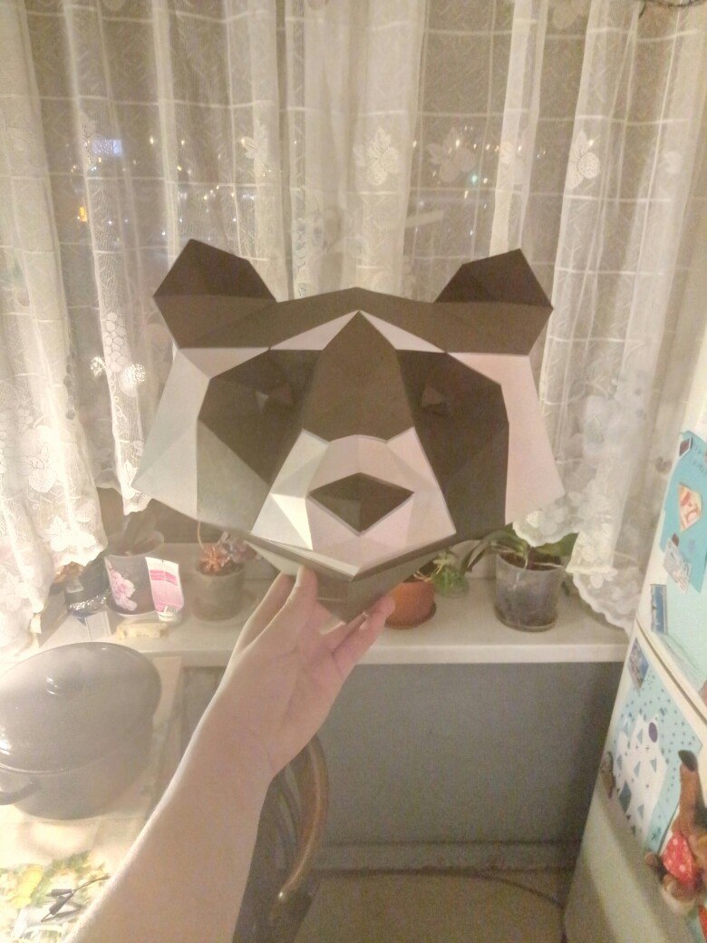 paper raccoon head - My, Raccoon, Papercraft, Trophy, , , Longpost