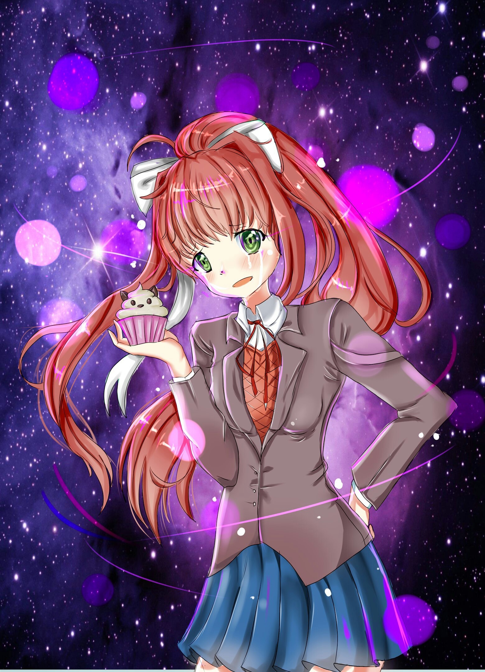 When you delete the whole world and realize you have to delete Natsuki's cupcakes too. - Monika, Doki Doki Literature Club, Art