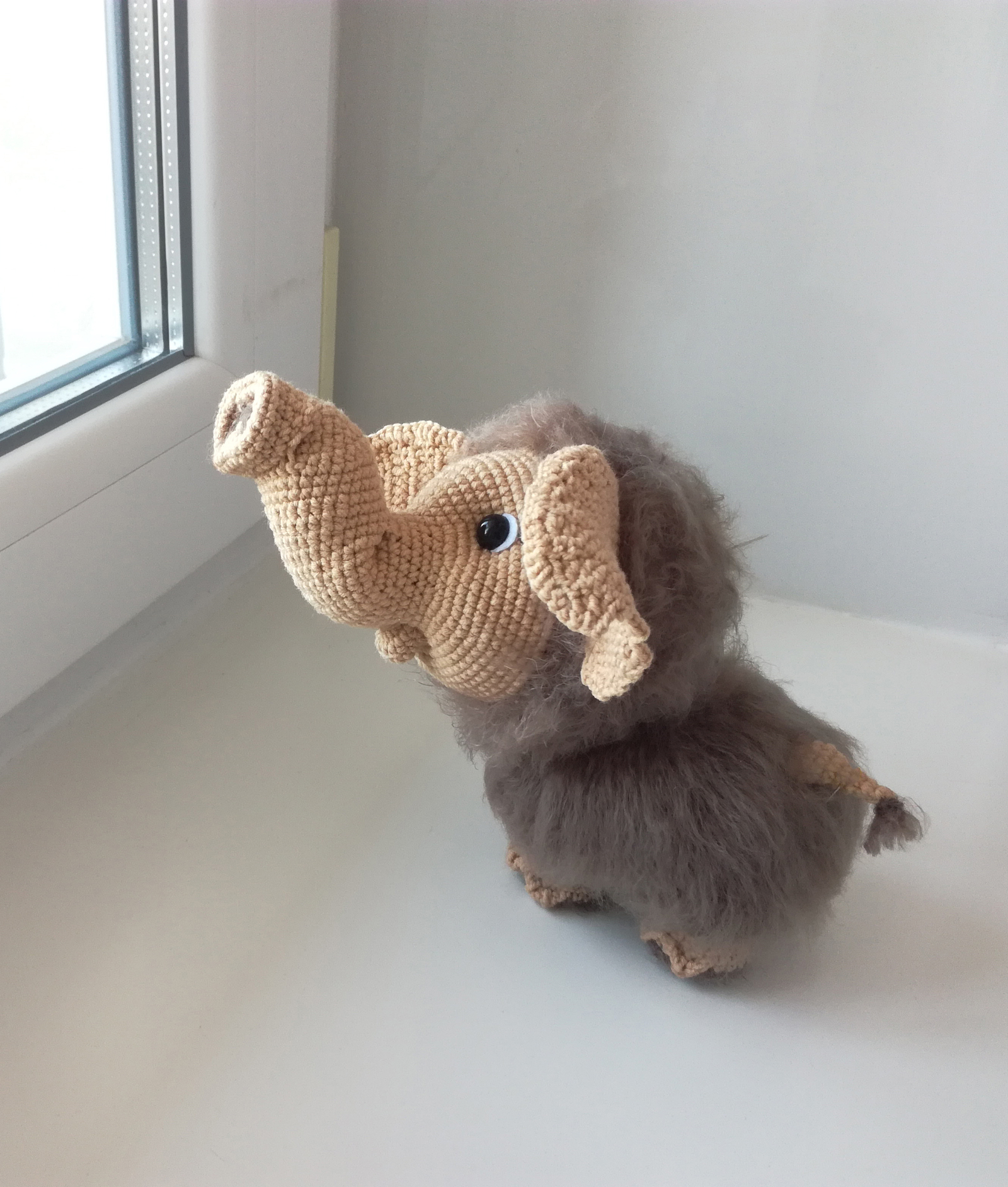 Knitted baby mammoth - My, Knitting, Needlework, Needlework without process, Amigurumi, Baby mammoth, Longpost