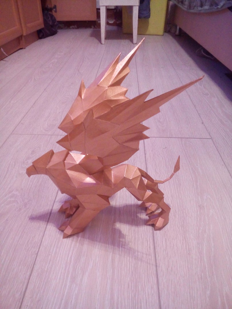 Griffin painted - My, Papercraft, With your own hands, Longpost