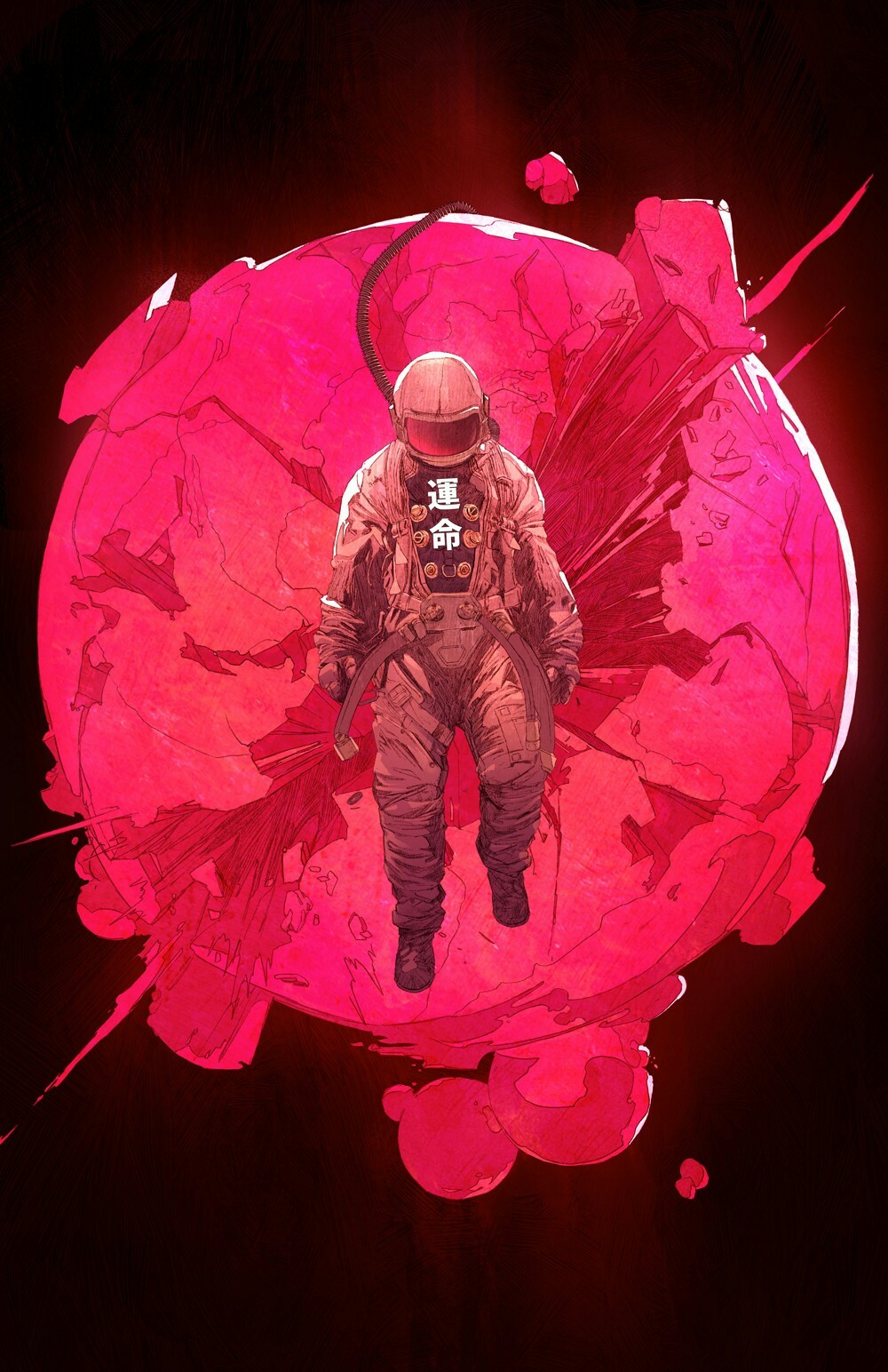 Astronaut - Space, Pink, Art