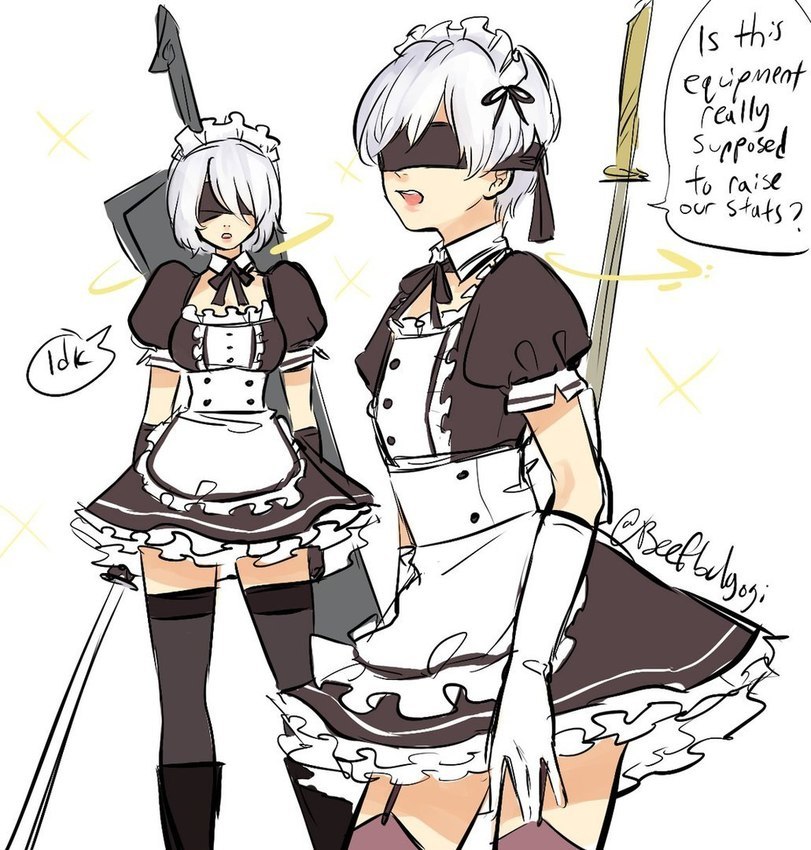 The maid costume is the outfit of the military cyborgs of the future. - Its a trap!, NIER Automata, Games