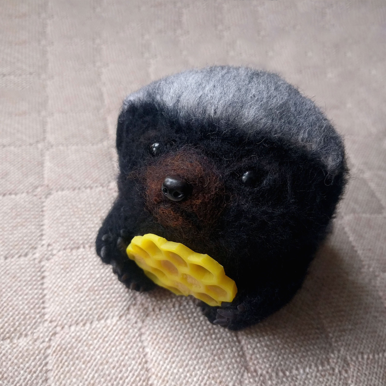 Ratel - My, Dry felting, Wallow, Author's toy, Honey badger, Needlework with process, Needlework, Handmade, Polymer clay, Longpost