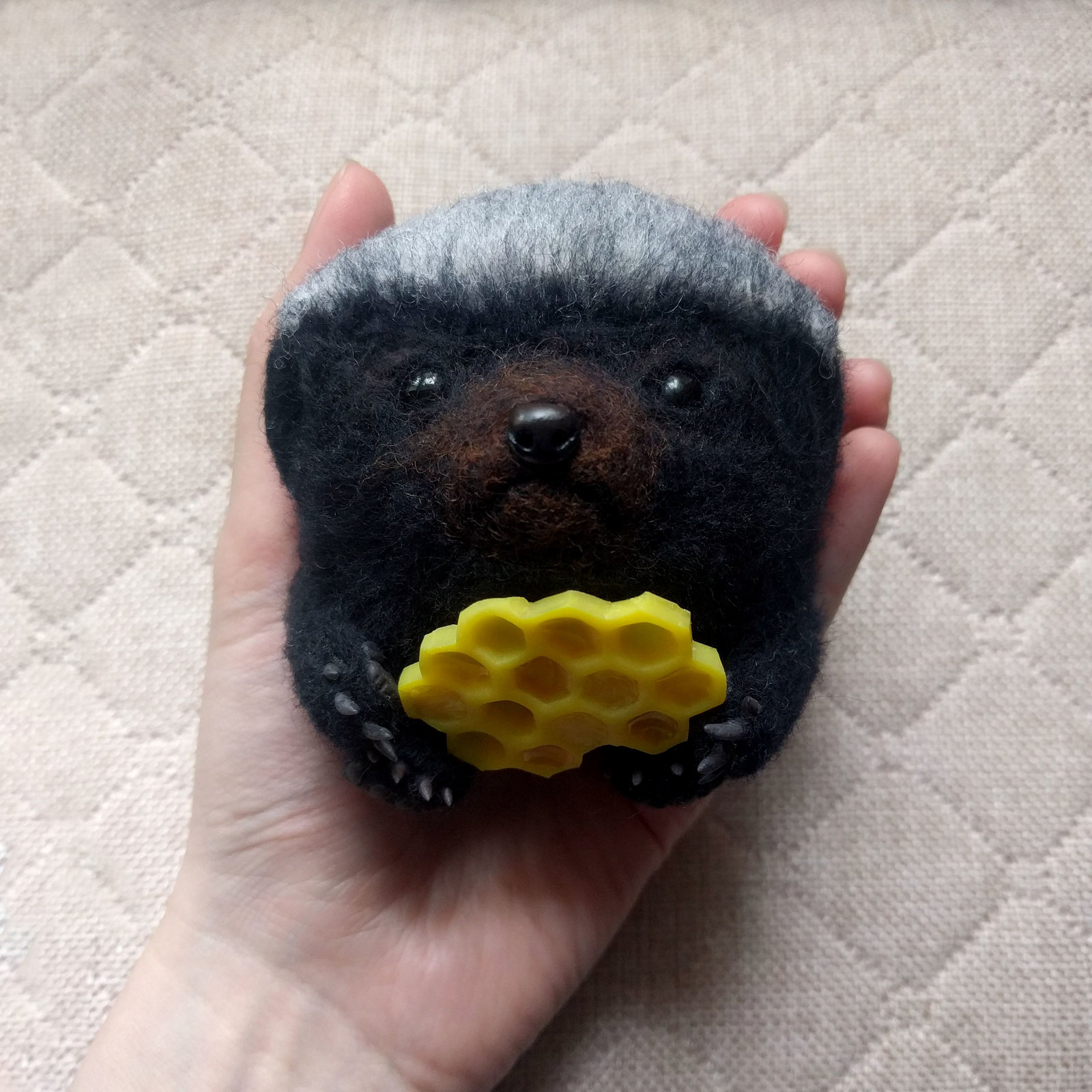 Ratel - My, Dry felting, Wallow, Author's toy, Honey badger, Needlework with process, Needlework, Handmade, Polymer clay, Longpost