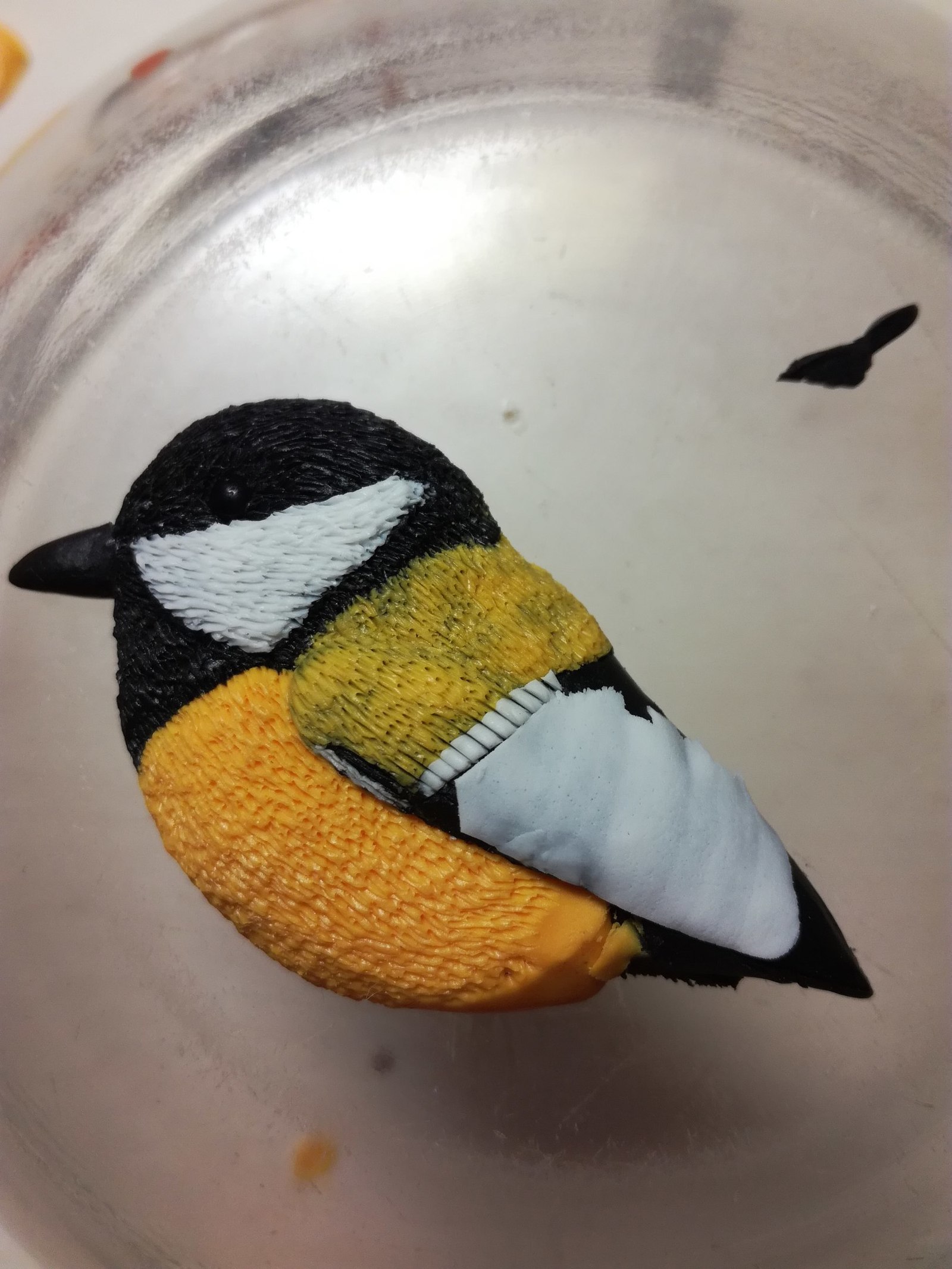 Titmouse from polymer clay - My, Tit, Birds, Polymer clay, Needlework with process, Brooch, Longpost