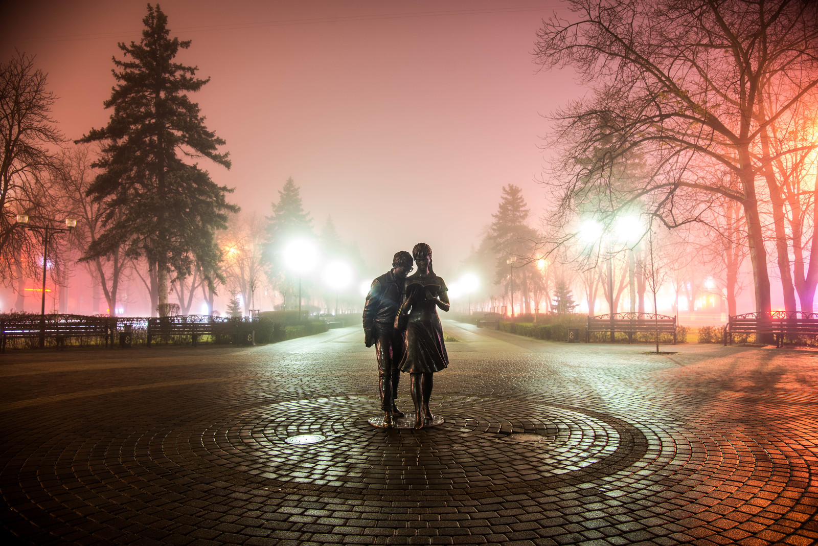 Night fog transforms the city. - My, Shurik, Lidochka, Night, Fog, Krasnodar, Its own atmosphere