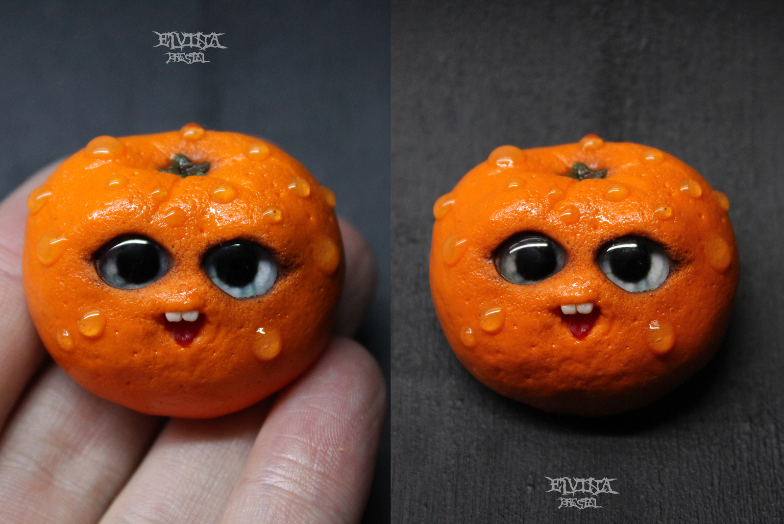 Limited sanity. big-eyed food part 2 - My, Polymer clay, Food, Eyes, Brooch, Longpost