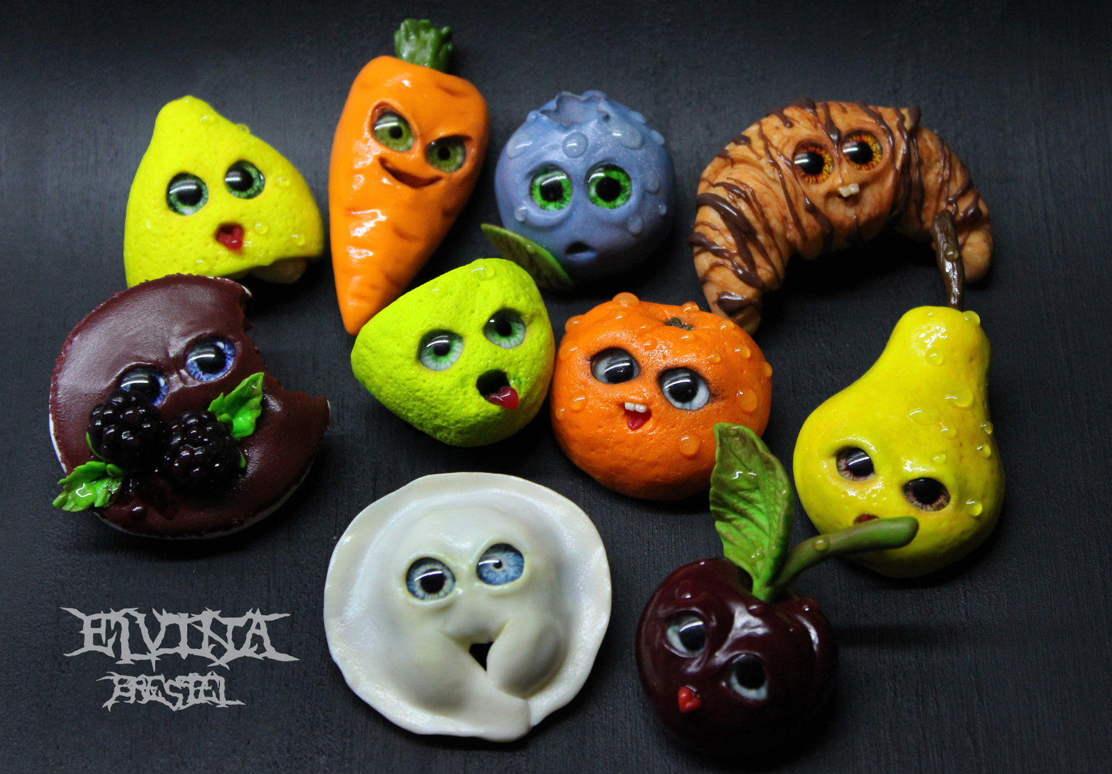Овощи с глазами из полимерной глины