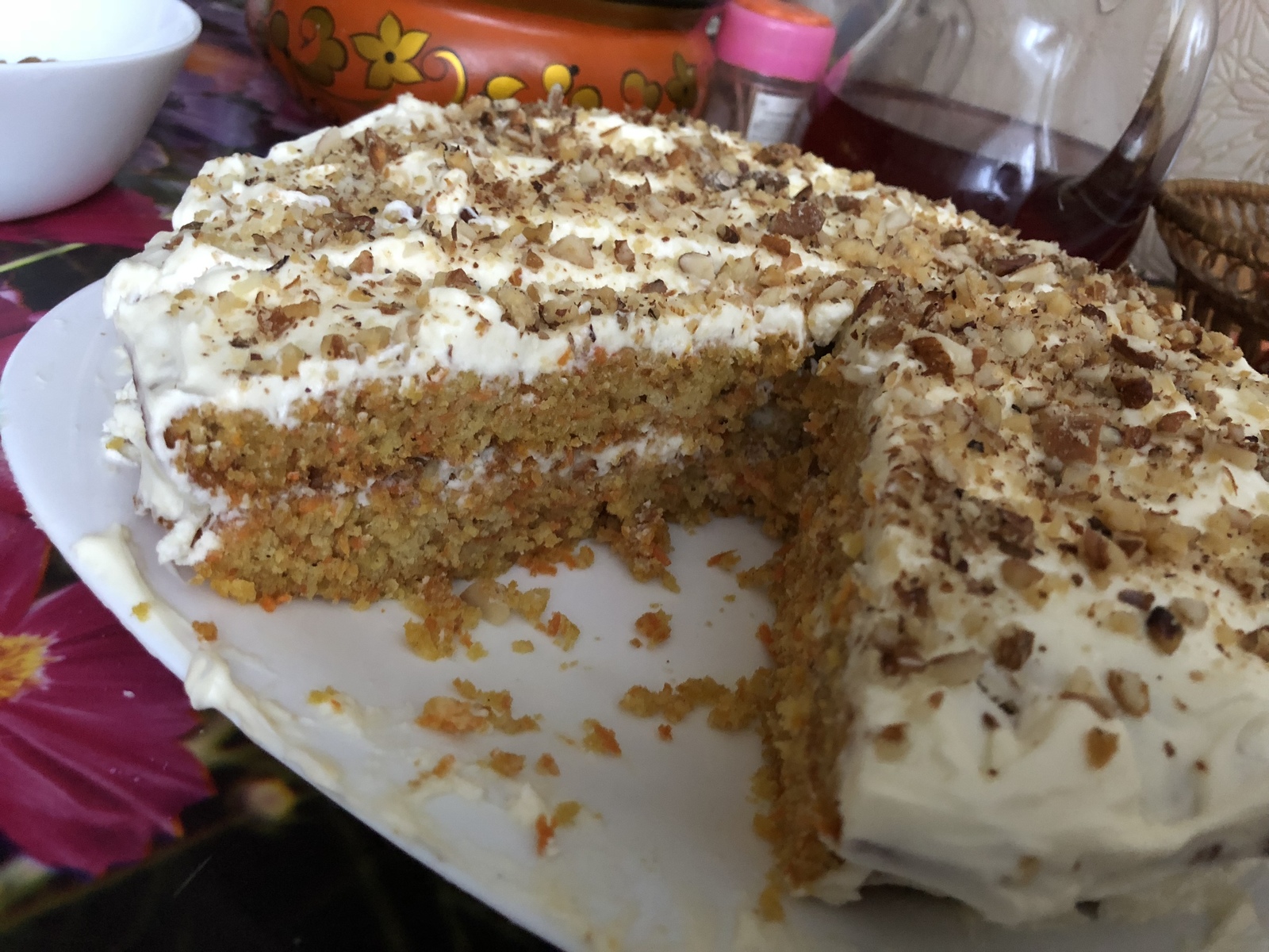 Carrot cake - My, Cake, Carrot cake, Tea drinking, Yummy, Longpost