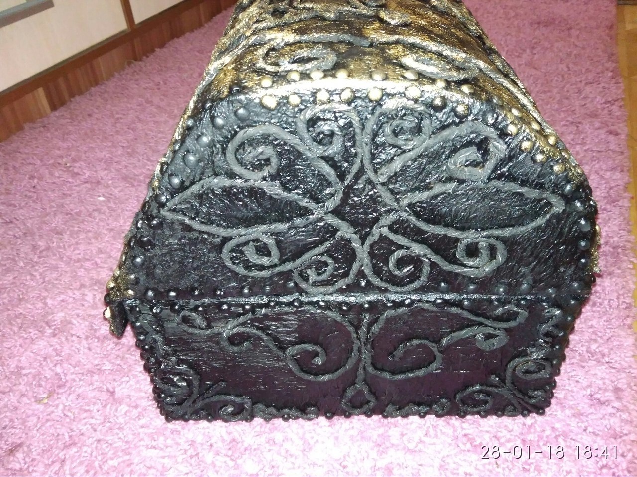 metal effect chest - My, Needlework with process, Box, Cardboard, My, Crafts, Handmade, Longpost