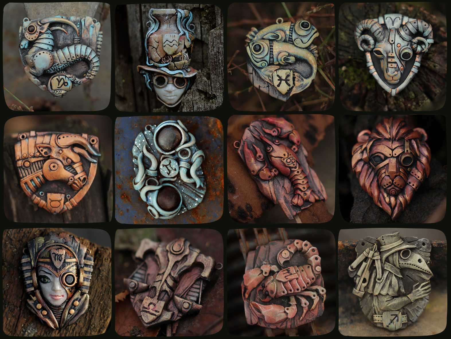 Zodiac series by Bioo-Art workshop. - My, Zodiac signs, Polymer clay, Pendant