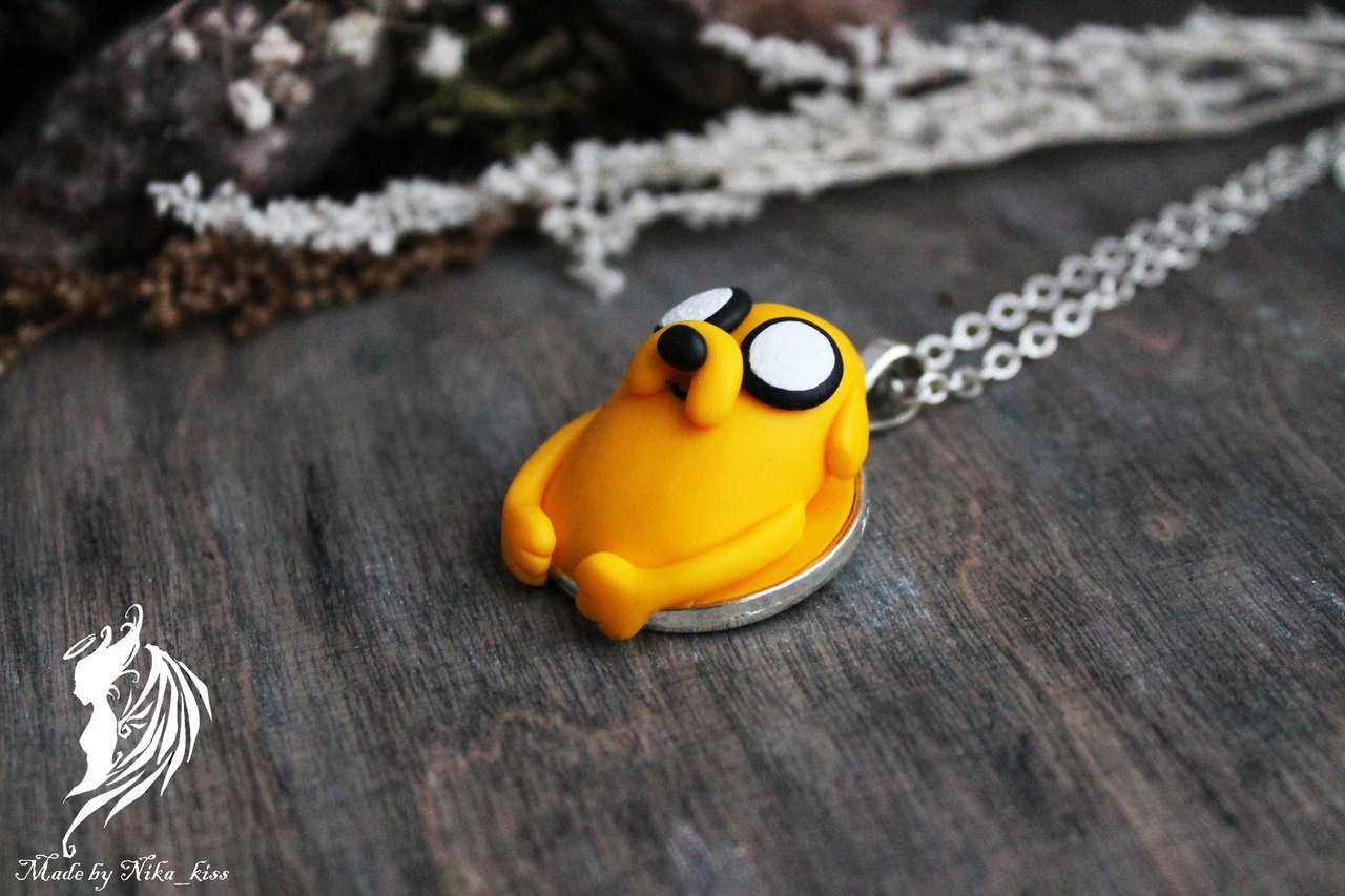 Jake from polymer clay. - My, Polymer clay, Handmade, Jake, Pendant, Jake the dog