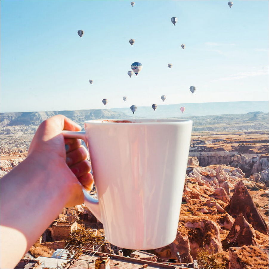 Foreshortening - The photo, Coffee, Balloon