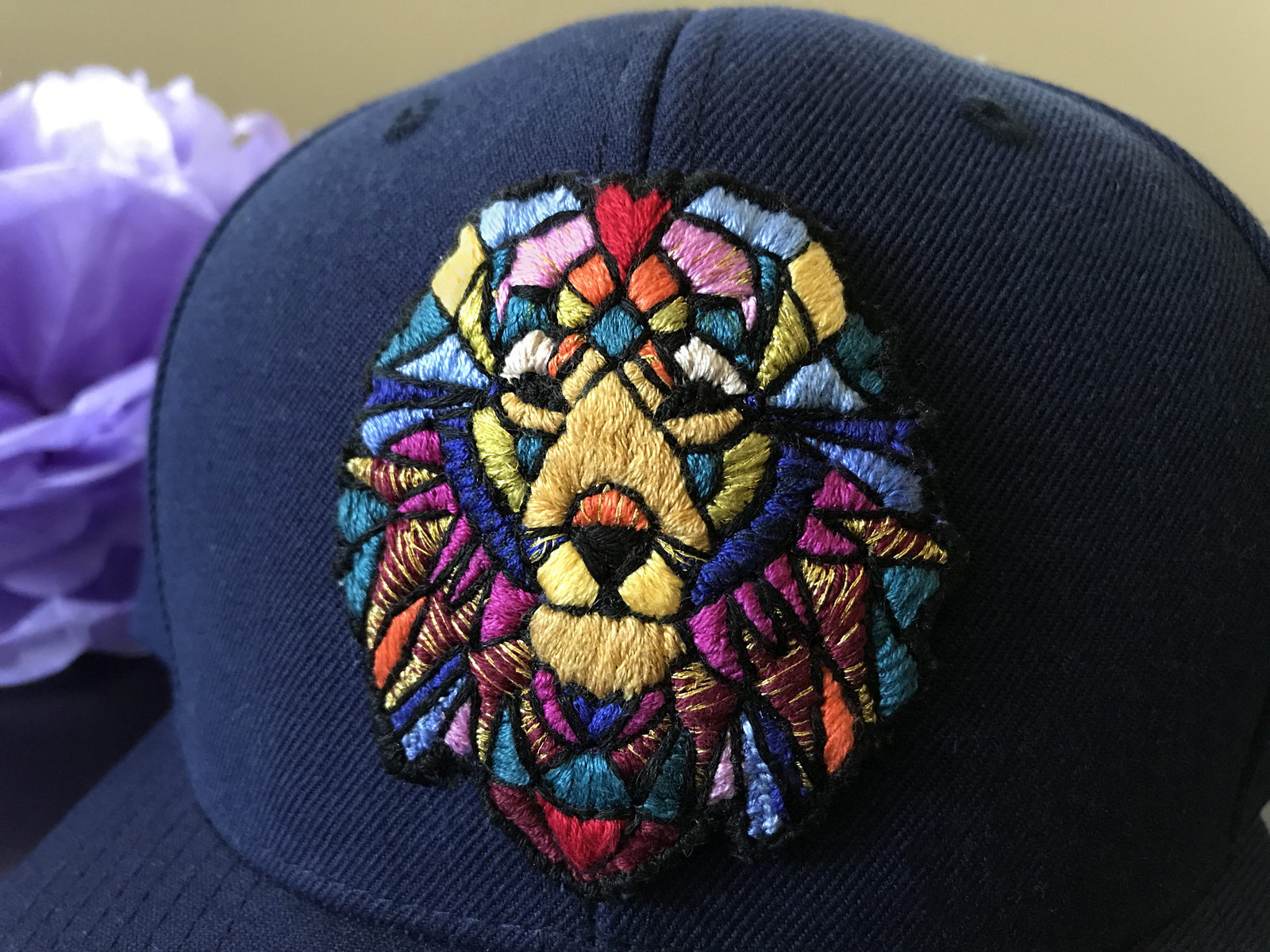 Lion on a cap - Needlework with process, First time, Embroidery, Patch, a lion, Cap, Presents, Longpost