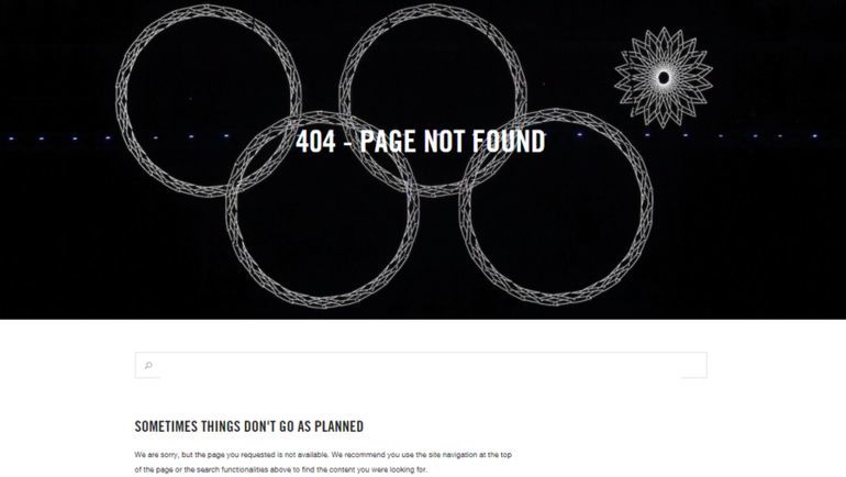 The IOC on its website uses a photo of an unopened snowflake from Sochi-2014 for error 404 - Mock, Olympiad