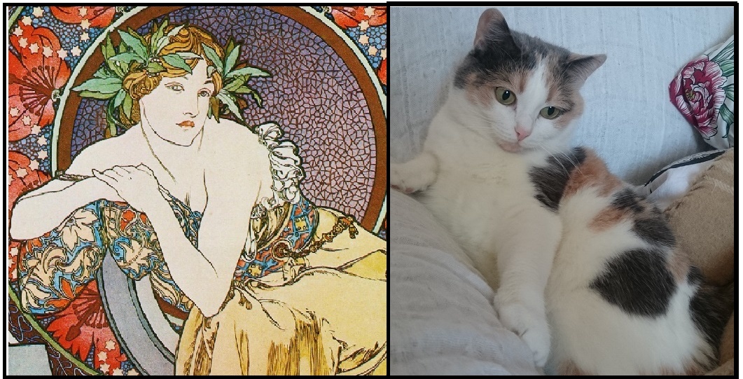 Sonya in the world of beauty - My, cat, Girls, Similarity, Alphonse Mucha, Images, 