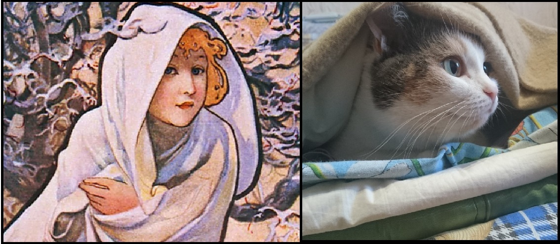 Sonya in the world of beauty - My, cat, Girls, Similarity, Alphonse Mucha, Images, 