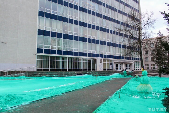 In Minsk, the snow was painted green. What for? - Republic of Belarus, Minsk, PR, Longpost