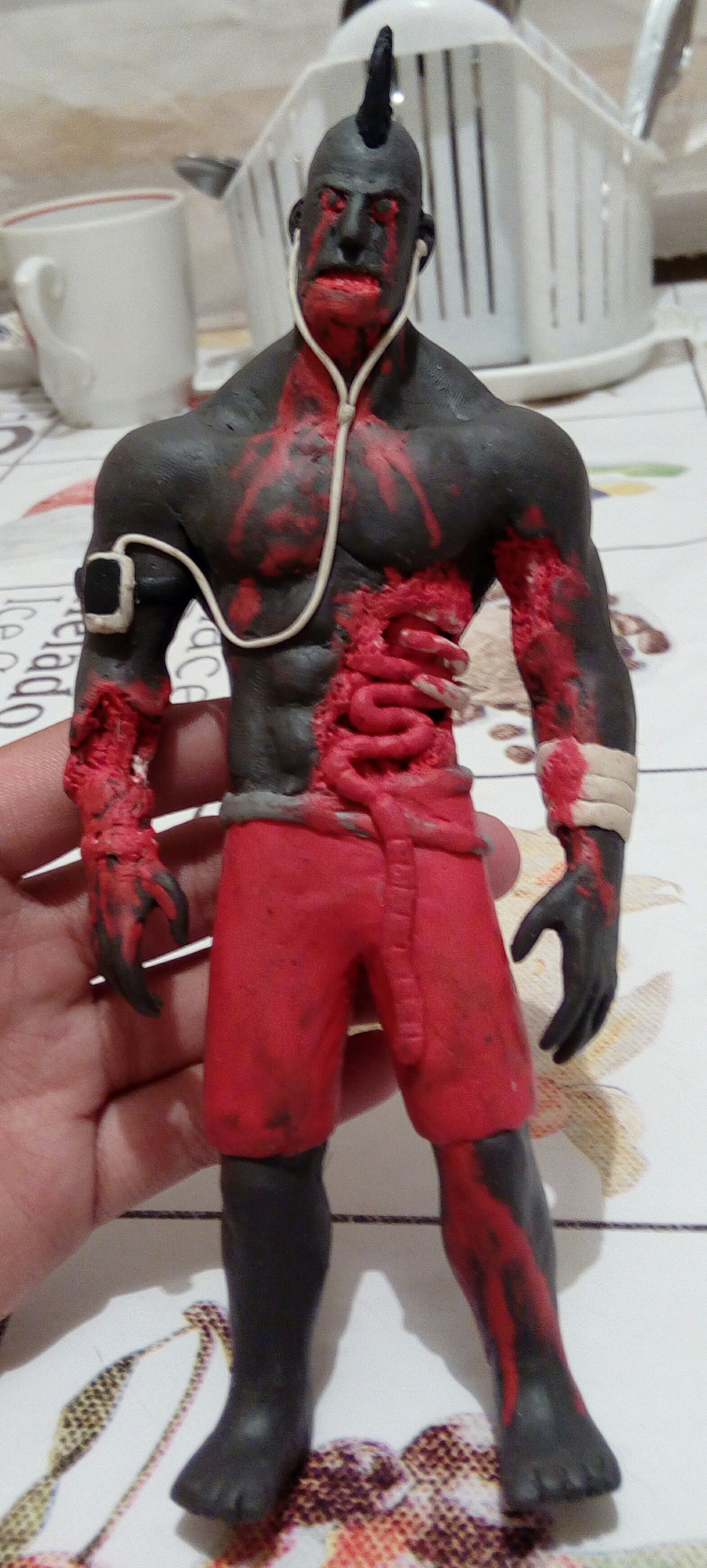 Zombie African American! - My, Plasticine, Zombie, Creation, Longpost, Black people, Hobby, Лепка