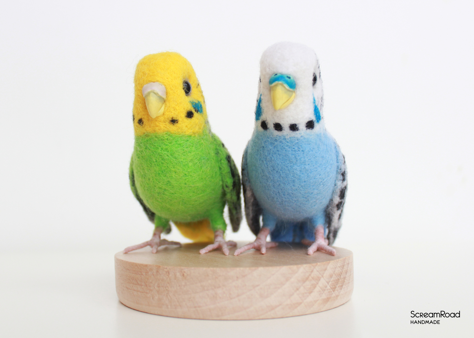 Felt figurines. A couple of wavy parrots. Handmade. Dry felting. - My, Handmade, Felt, Budgie, Budgies, A parrot, Handmade, Dry felting, , Longpost