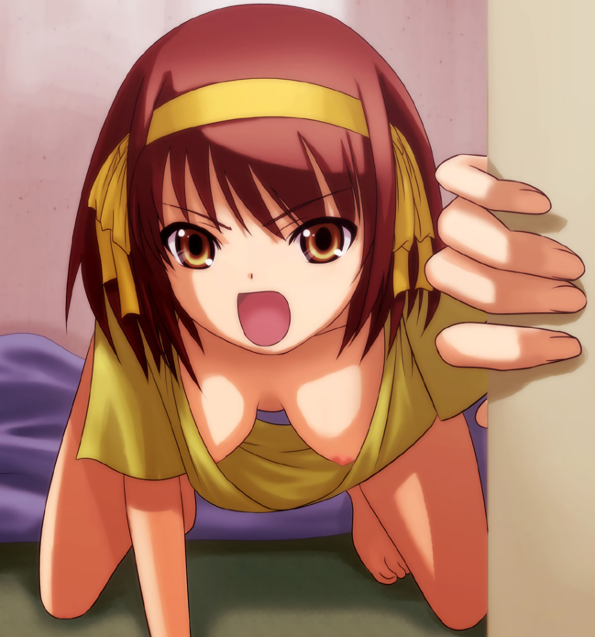 To be honest, I'm afraid to imagine what Haruhi is capable of sitting in Eva 01... - NSFW, Crossover, Suzumiya Haruhi no Yuuutsu, Evangelion, Asuka langley, Anime art, Art, Crossover