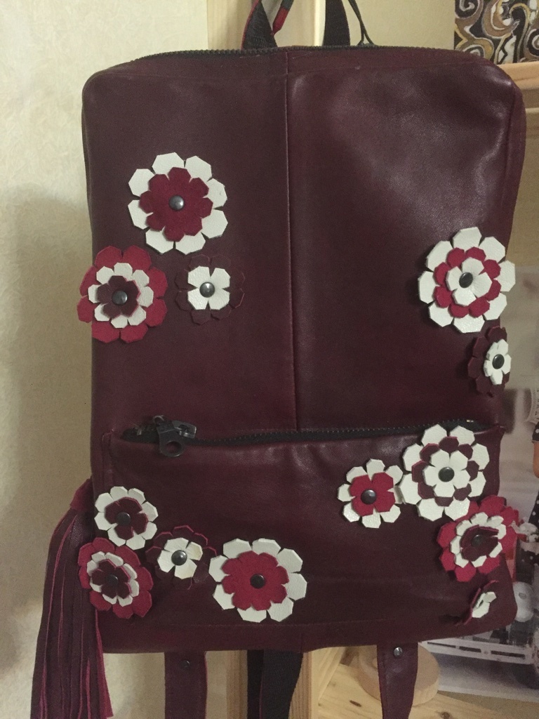 My wife's hobby - My, Сумка, Backpack, Leather, Handmade, Creation, Longpost