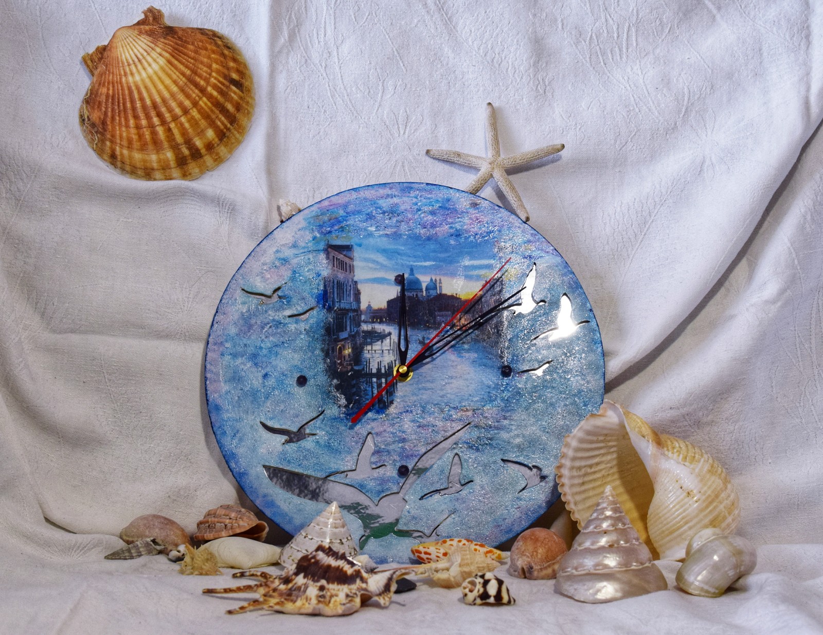 Sea, dreams, hope... - My, Decoupage, Art, Object shooting, beauty, Clock, Time