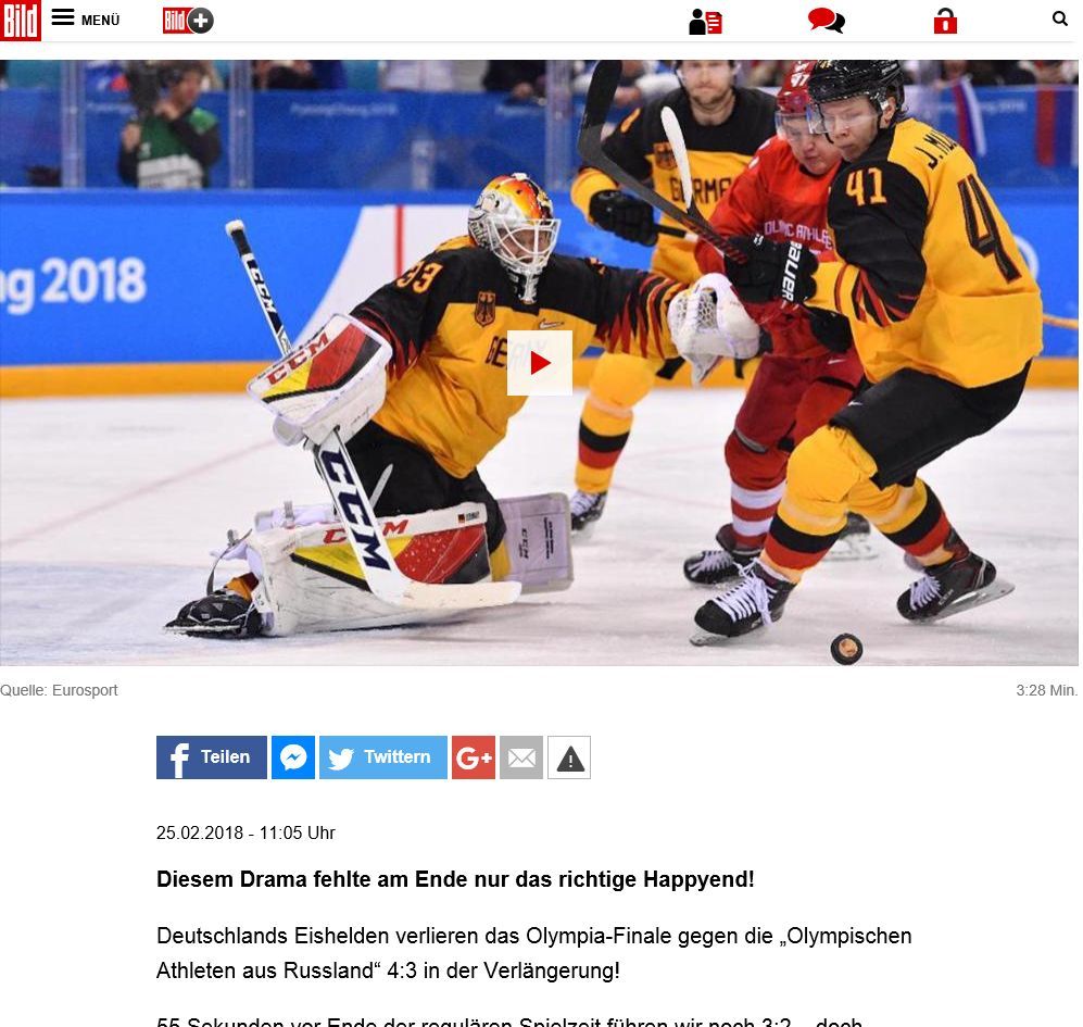 German media about the 2018 Olympics final - Hockey, Germany, The final, Longpost, Olympiad, media, Sport, 2018, Media and press