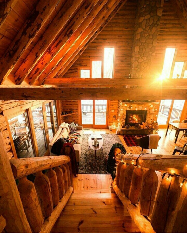 Cozy - Log house, House, Fireplace, Baluster