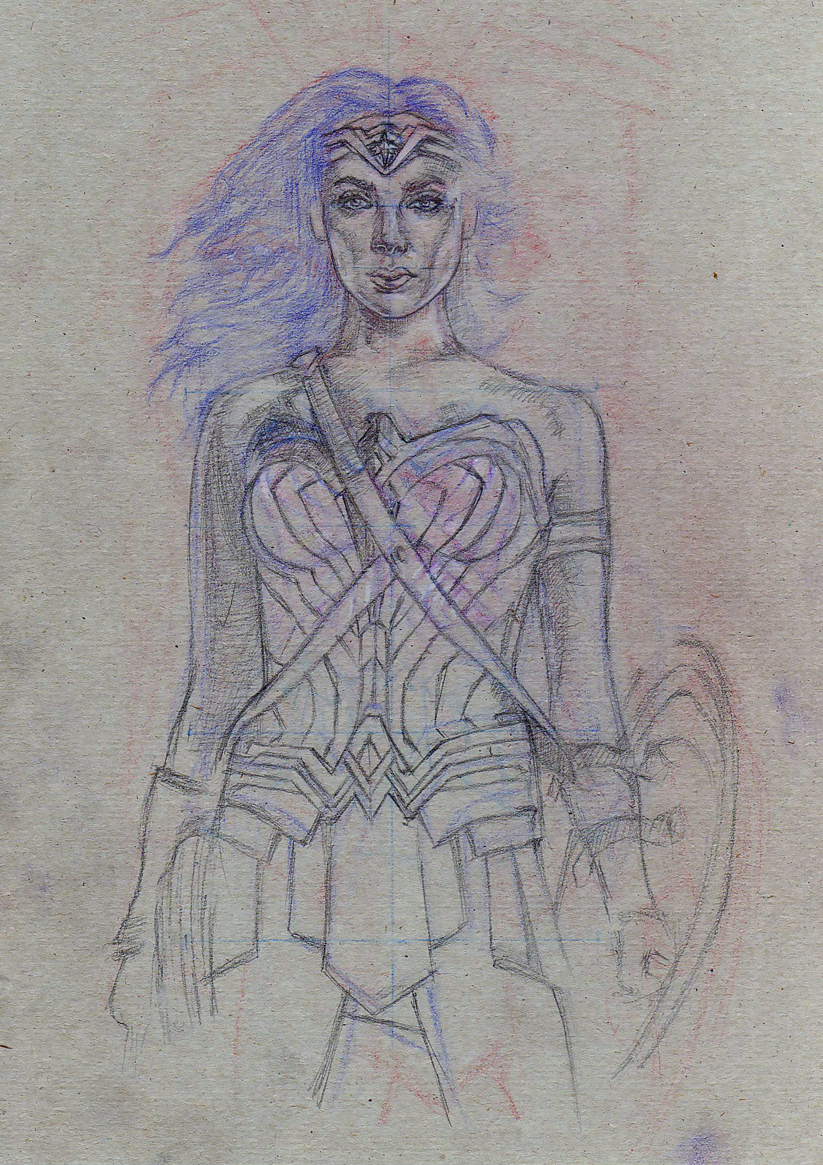 Wonder Woman - My, Drawing, Art, Pencil, Liner, Wonder Woman, Longpost