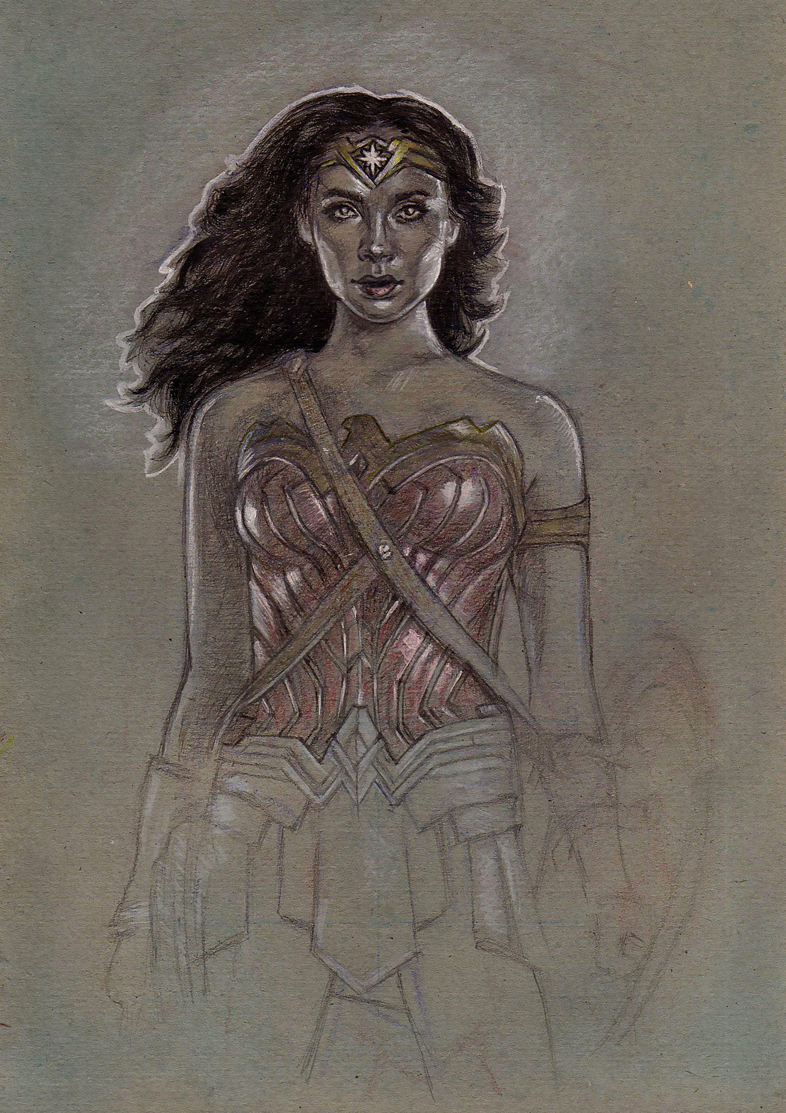 Wonder Woman - My, Drawing, Art, Pencil, Liner, Wonder Woman, Longpost