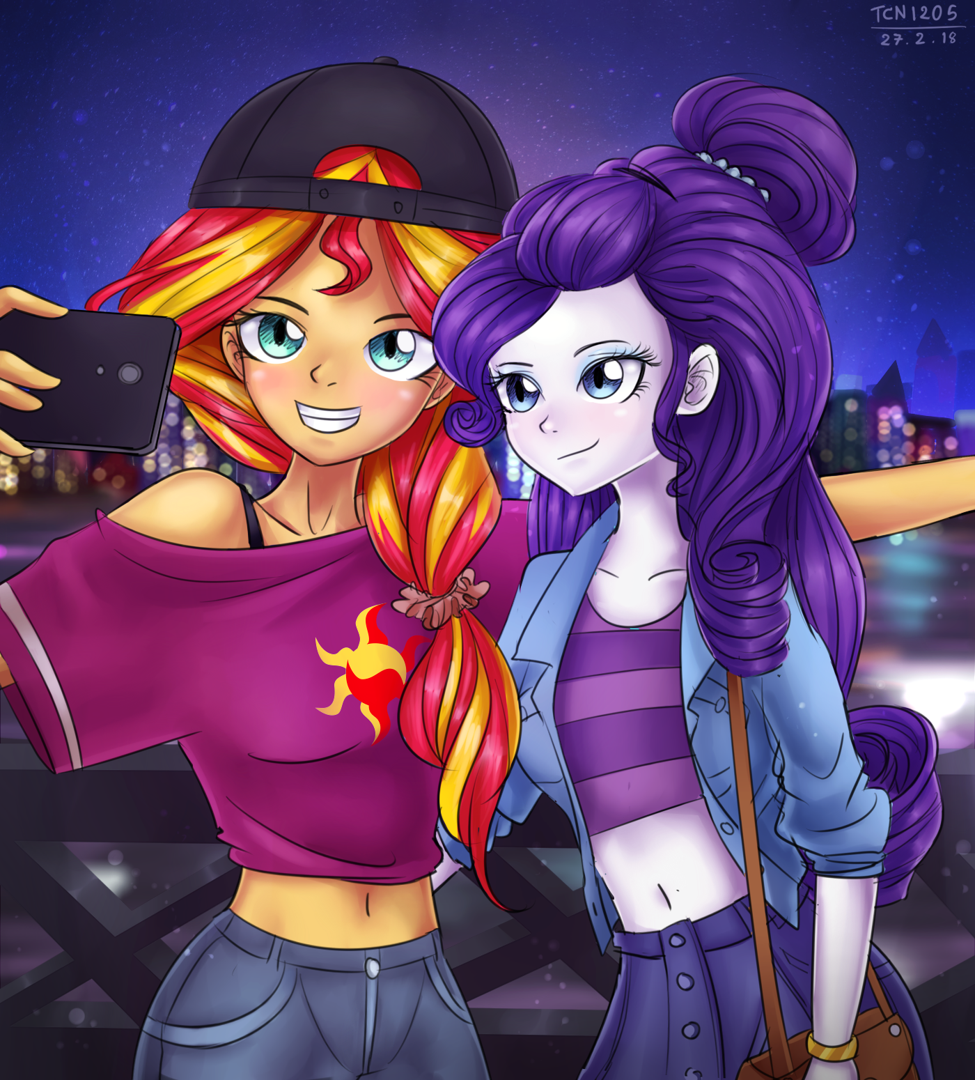 Take a selfie - My Little Pony, Equestria Girls, Sunset Shimmer, Rarity, Looknamtcn